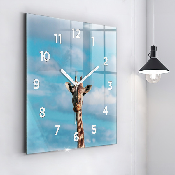 Square wall clock Giraffe head against the sky