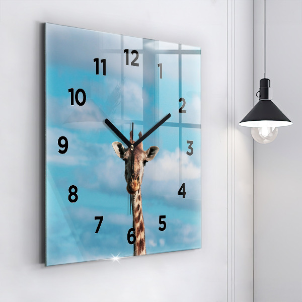 Square wall clock Giraffe head against the sky