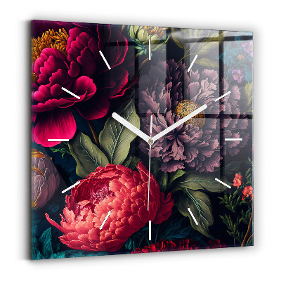 Square wall clock Vintage flower bouquet
