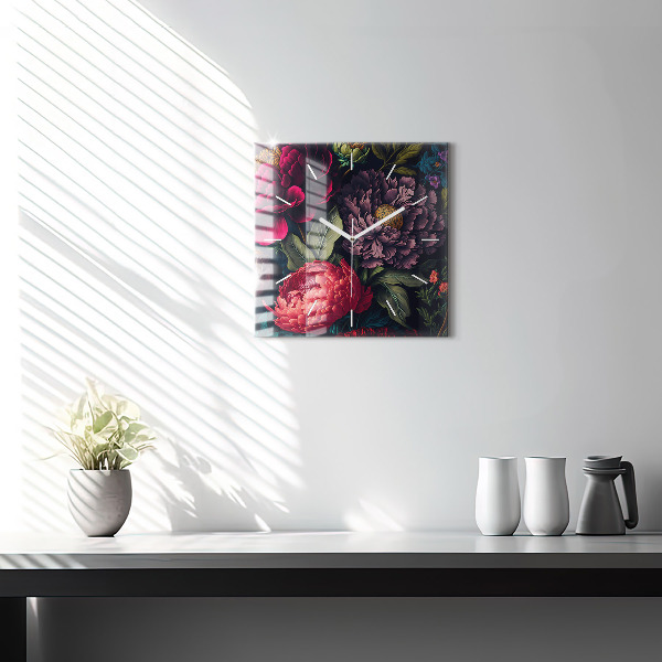 Square wall clock Vintage flower bouquet