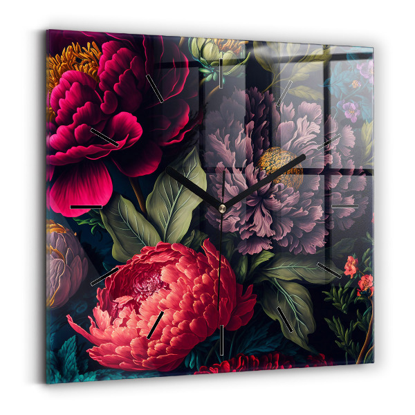 Square wall clock Vintage flower bouquet