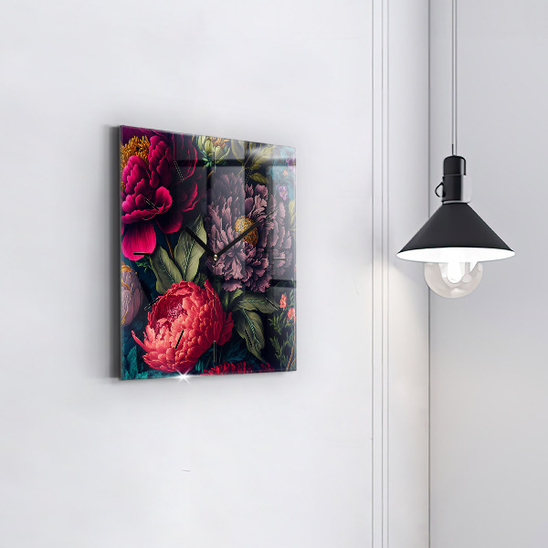 Square wall clock Vintage flower bouquet