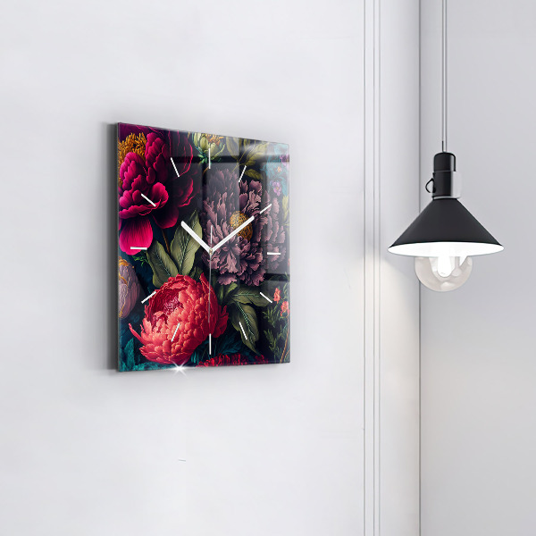 Square wall clock Vintage flower bouquet