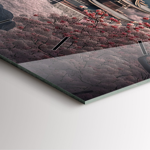 Square wall clock Tower and flowers in Asia