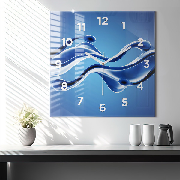 Square wall clock Liquid abstraction