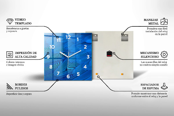 Square wall clock Liquid abstraction