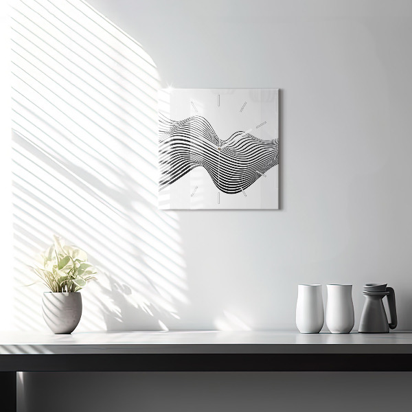 Square wall clock Black and white art