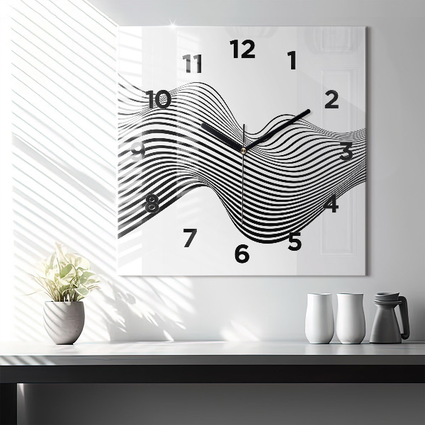 Square wall clock Black and white art