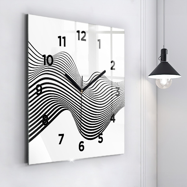 Square wall clock Black and white art
