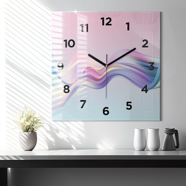 Square wall clock Pastel Wave Abstraction