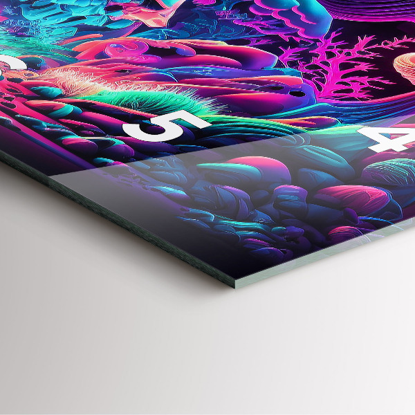 Square wall clock Neon mushrooms