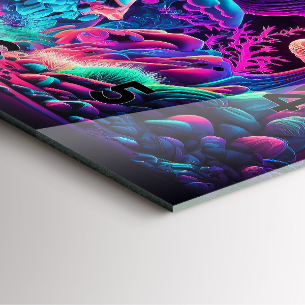 Square wall clock Neon mushrooms