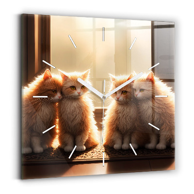 Square wall clock Four Kittens in the Sun