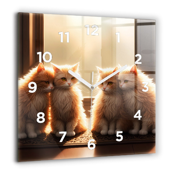 Square wall clock Four Kittens in the Sun