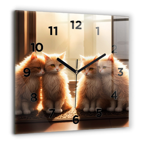 Square wall clock Four Kittens in the Sun