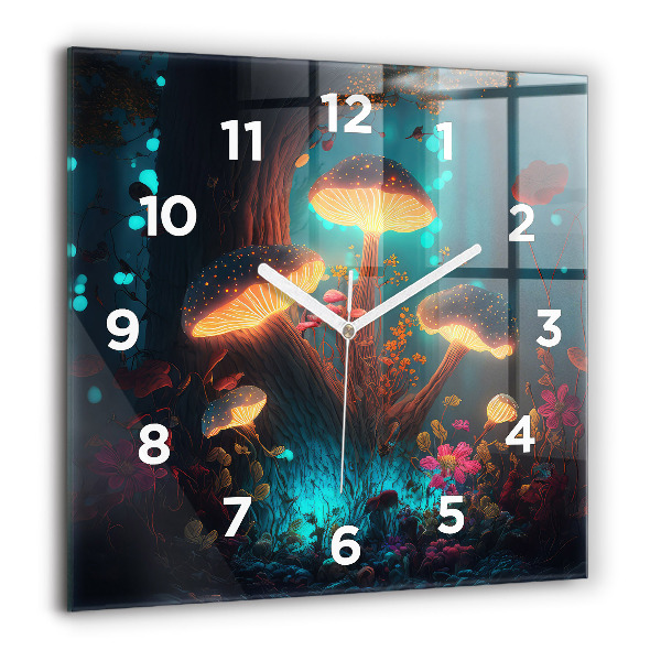 Square wall clock Forest and magic mushrooms