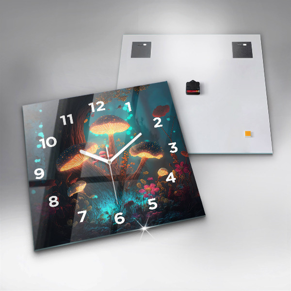 Square wall clock Forest and magic mushrooms
