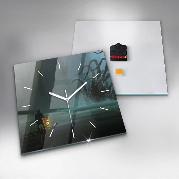 Square wall clock Man and Monster in the Swamp