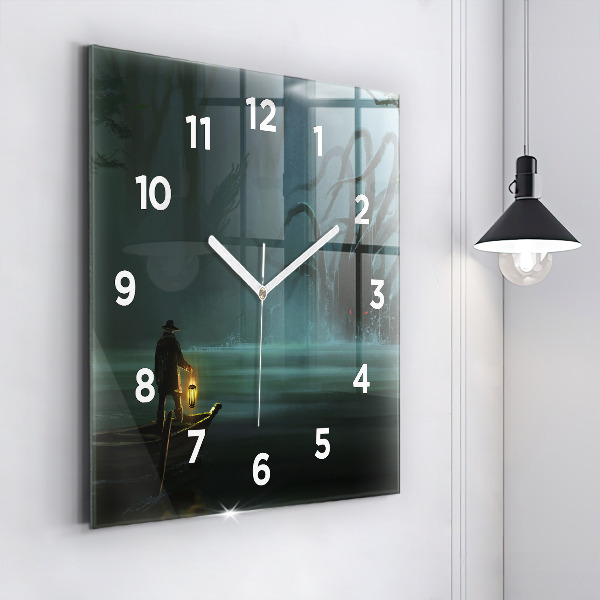 Square wall clock Man and Monster in the Swamp