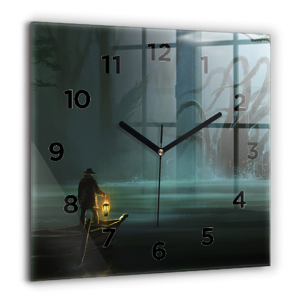 Square wall clock Man and Monster in the Swamp