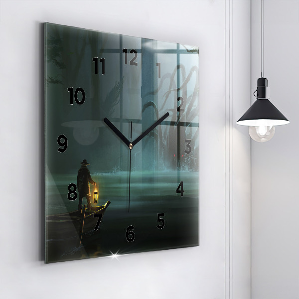 Square wall clock Man and Monster in the Swamp