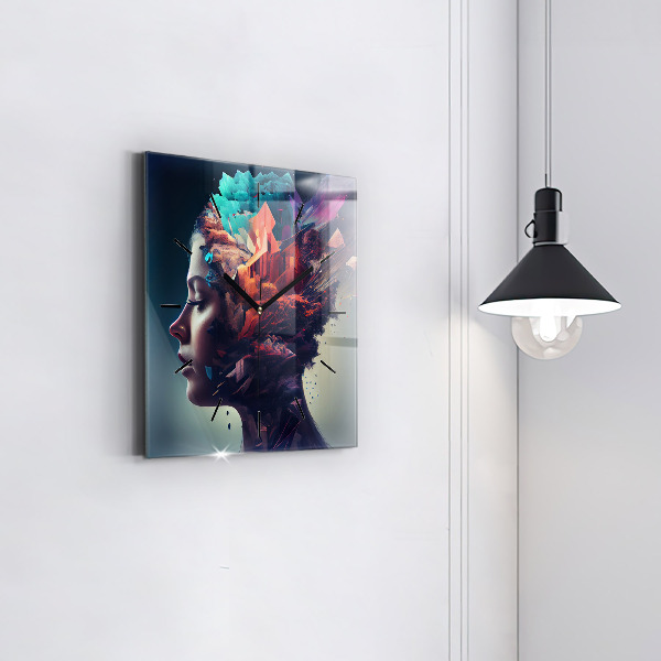 Square wall clock Abstract woman