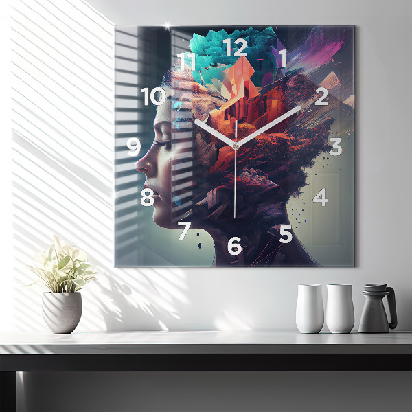 Square wall clock Abstract woman