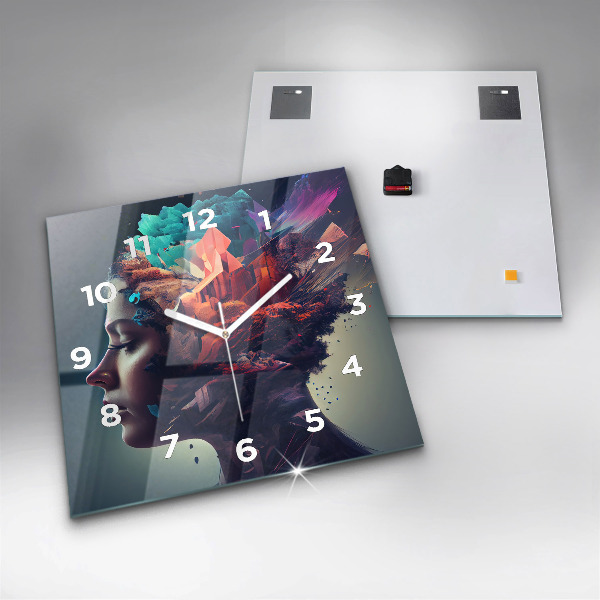 Square wall clock Abstract woman