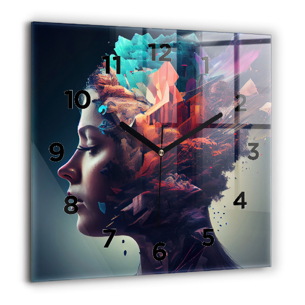 Square wall clock Abstract woman