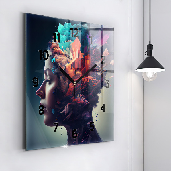 Square wall clock Abstract woman