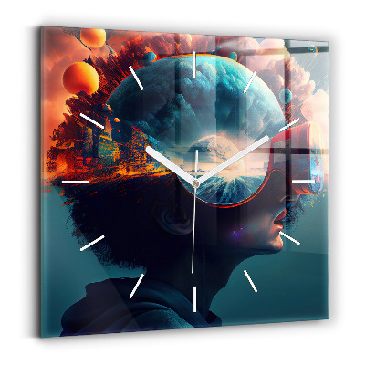 Square wall clock Futuristic world