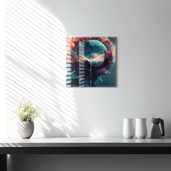 Square wall clock Futuristic world
