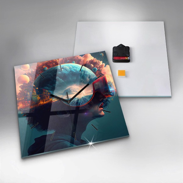 Square wall clock Futuristic world