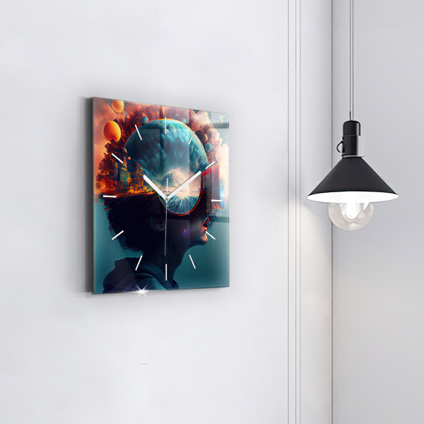 Square wall clock Futuristic world