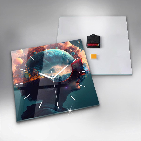 Square wall clock Futuristic world