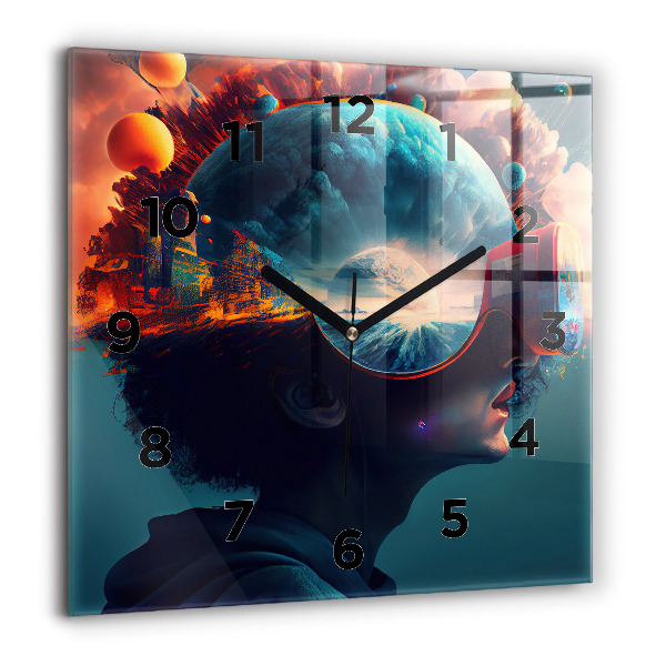 Square wall clock Futuristic world
