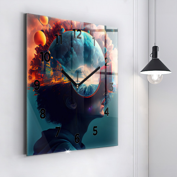 Square wall clock Futuristic world