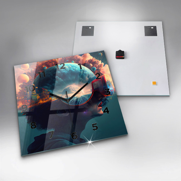 Square wall clock Futuristic world