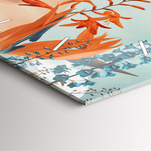 Square wall clock Woman with flowers