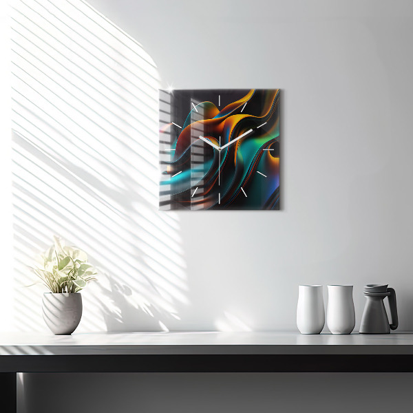 Square wall clock Futuristic wave