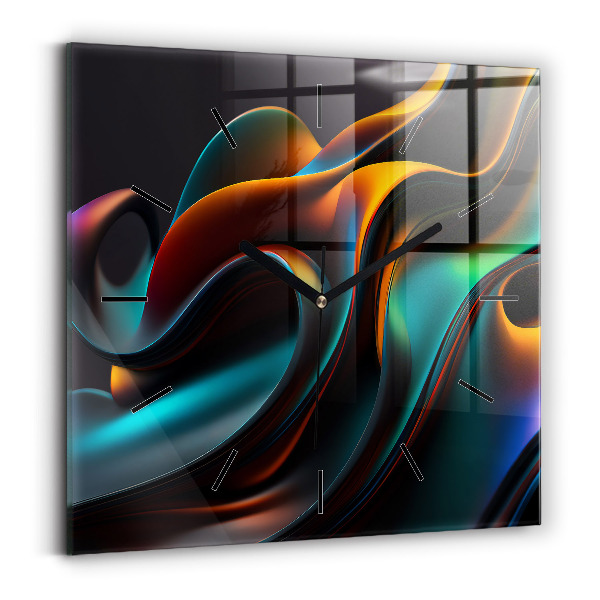 Square wall clock Futuristic wave