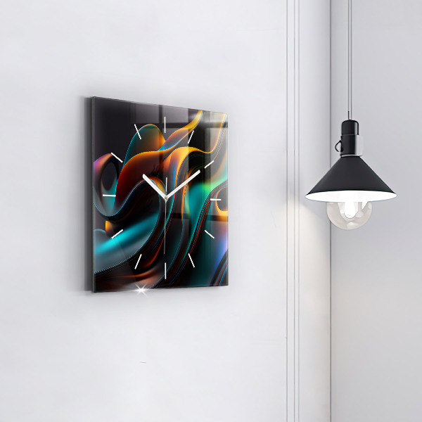 Square wall clock Futuristic wave