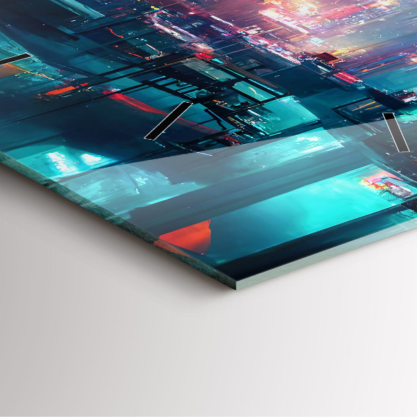 Square wall clock Cyberpunk style city