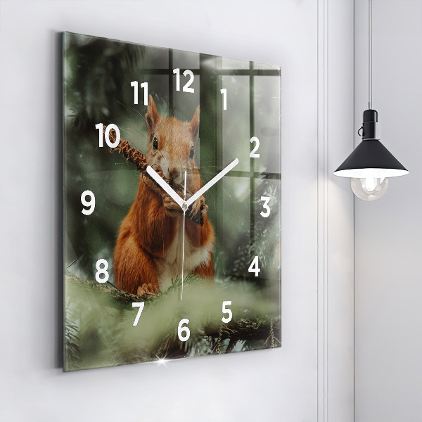 Square wall clock Squirrel and wild nature