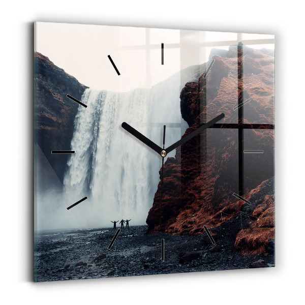 Square wall clock Waterfall Landscape Iceland
