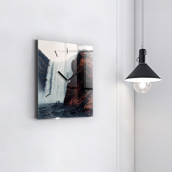 Square wall clock Waterfall Landscape Iceland
