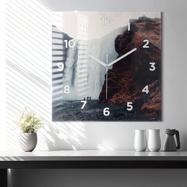 Square wall clock Waterfall Landscape Iceland