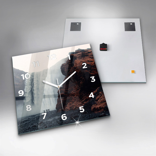 Square wall clock Waterfall Landscape Iceland