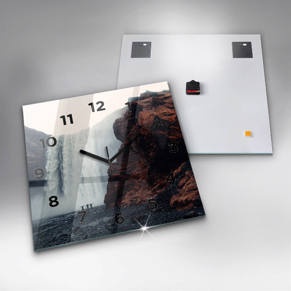 Square wall clock Waterfall Landscape Iceland
