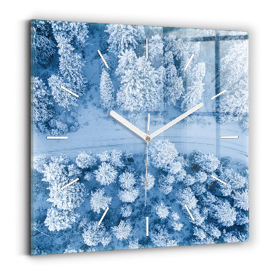 Square wall clock Forest from a drone